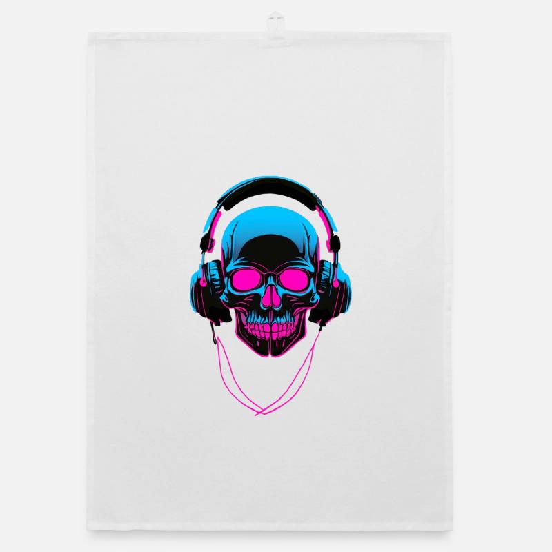 Crâne néon avec casque Torchon bio