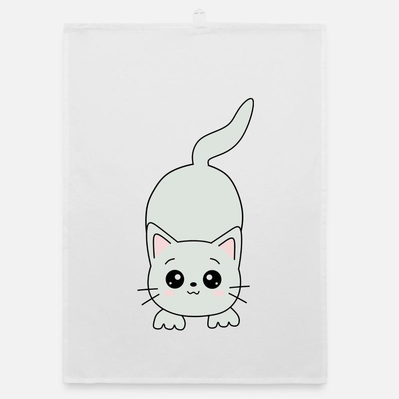 kawaii cat Organic dish towel