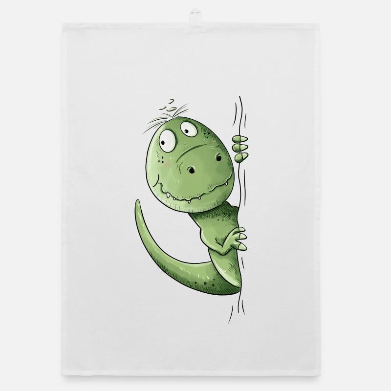 Droll T-Rex Dino I Dinosaure Tyrannosaure - Torchon bio - blanc