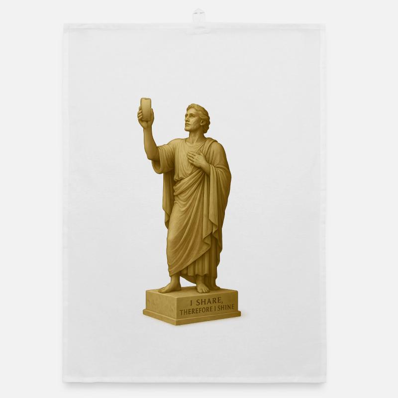 Antique Philosopher Statue with Quote Organic dish towel