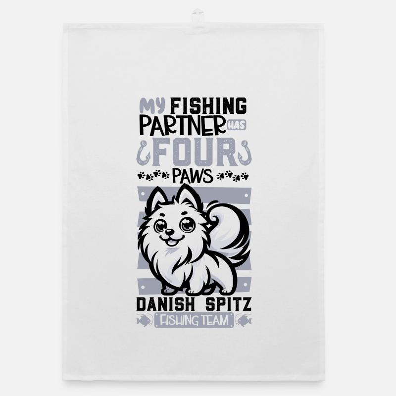 Fishing and Danish Spitz Organic dish towel