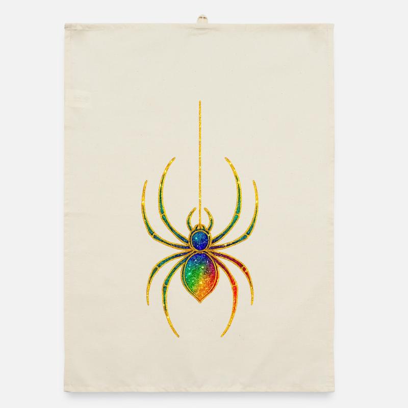 Rainbow Glitter Spider Organic dish towel