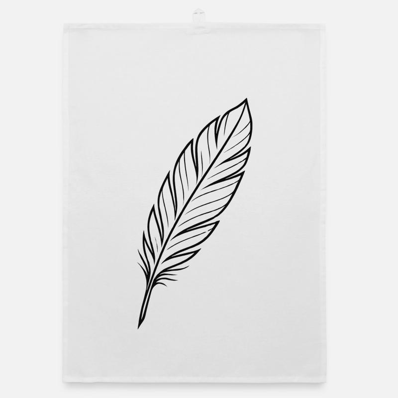 Black Feather Silhouette Organic dish towel
