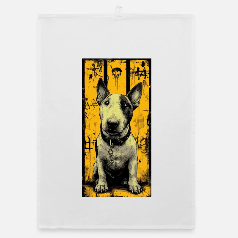 Bullterrier Schädel Grunge Organic Geschirrtuch