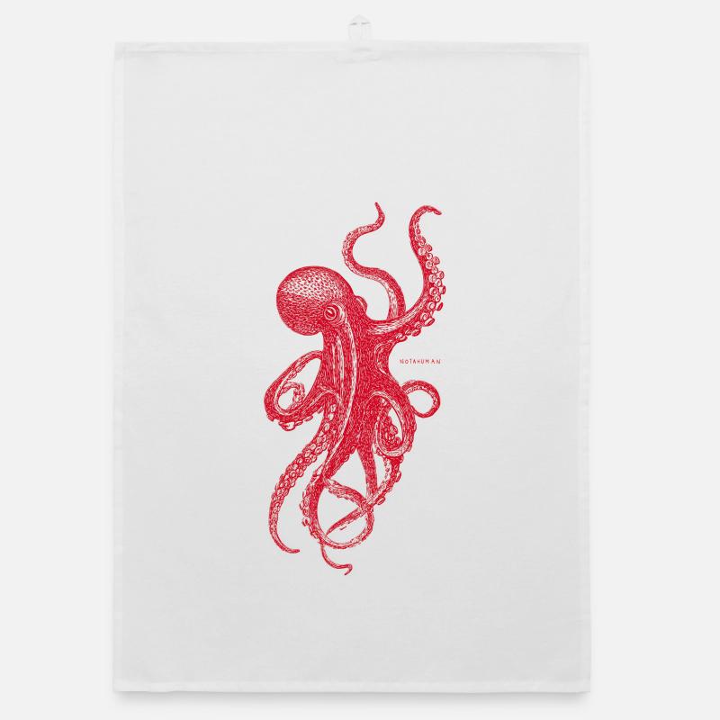 Roter Oktopus  Organic Geschirrtuch