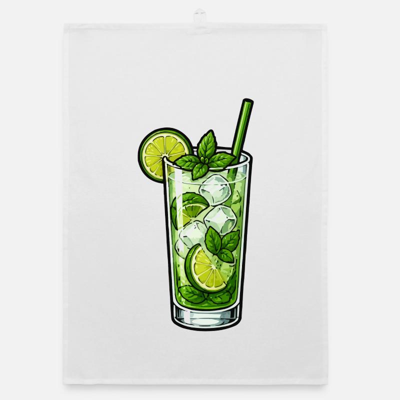 Mint Lime Mojito Illustration Organic dish towel