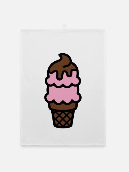 Eiswaffel Eiscreme Icon - Organic dish towel - white - Front