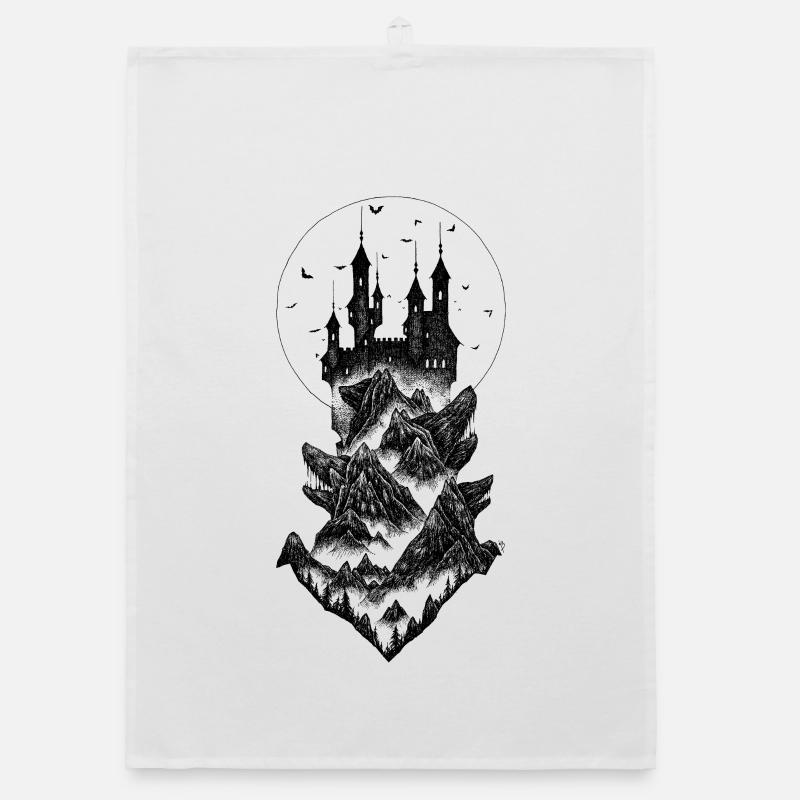 Schloss Dracula - schwarz - Organic Geschirrtuch - Weiß