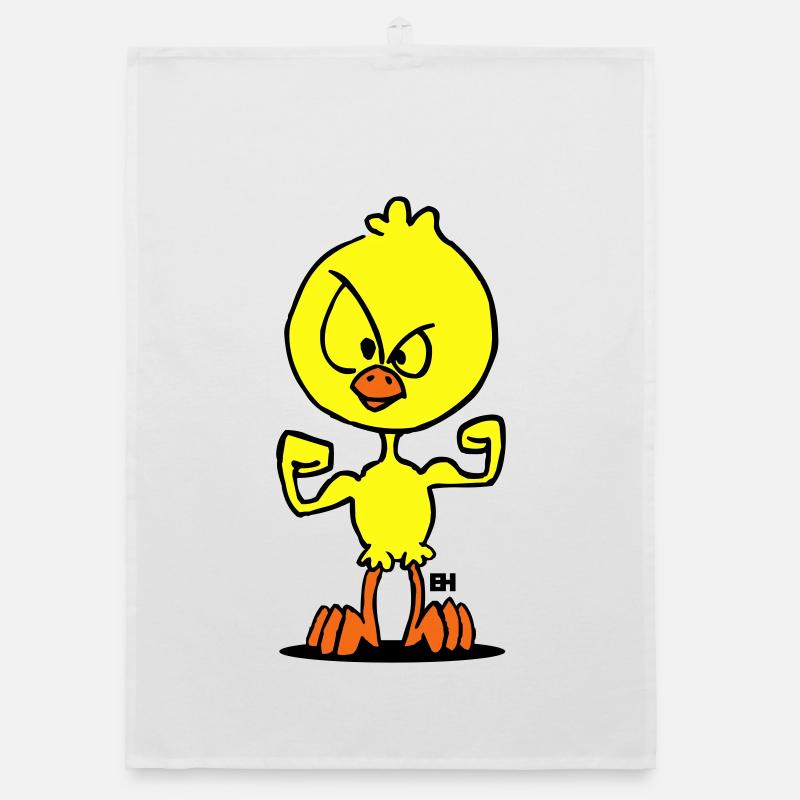 Defiant Duck Cartoon Illustration Organic dish towel