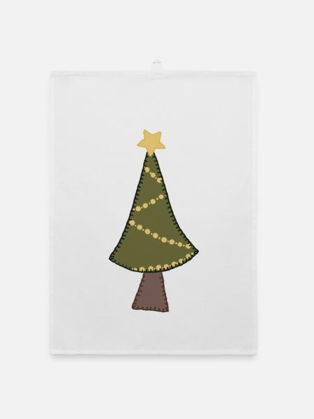 Weihnachtsbaum - Organic Geschirrtuch - Weiß - Vorne