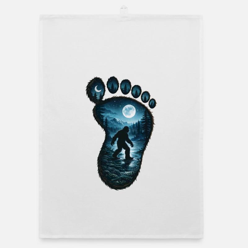Bigfoot Empreinte Forêt Pleine Lune Night Torchon bio