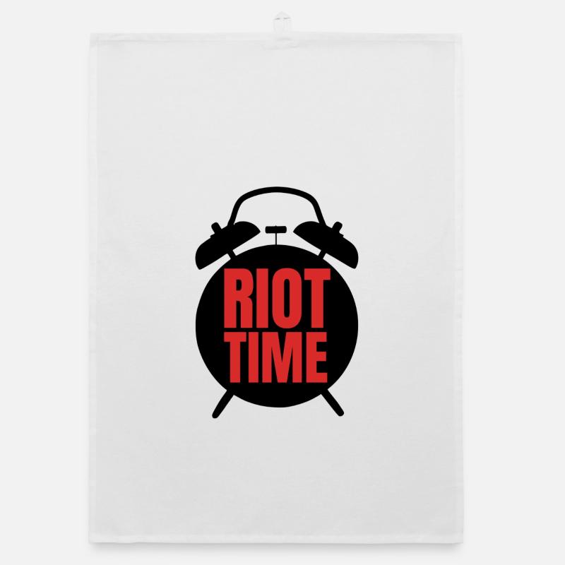 Riot Time – Bold Red Text Design Organic dish towel