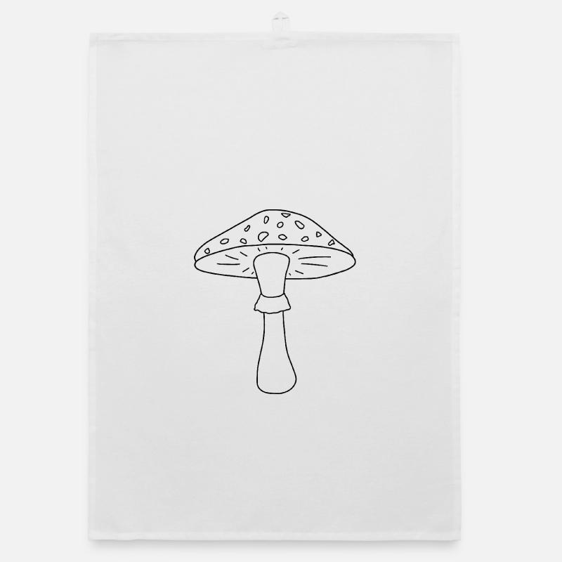 Toadstool black and white Organic dish towel