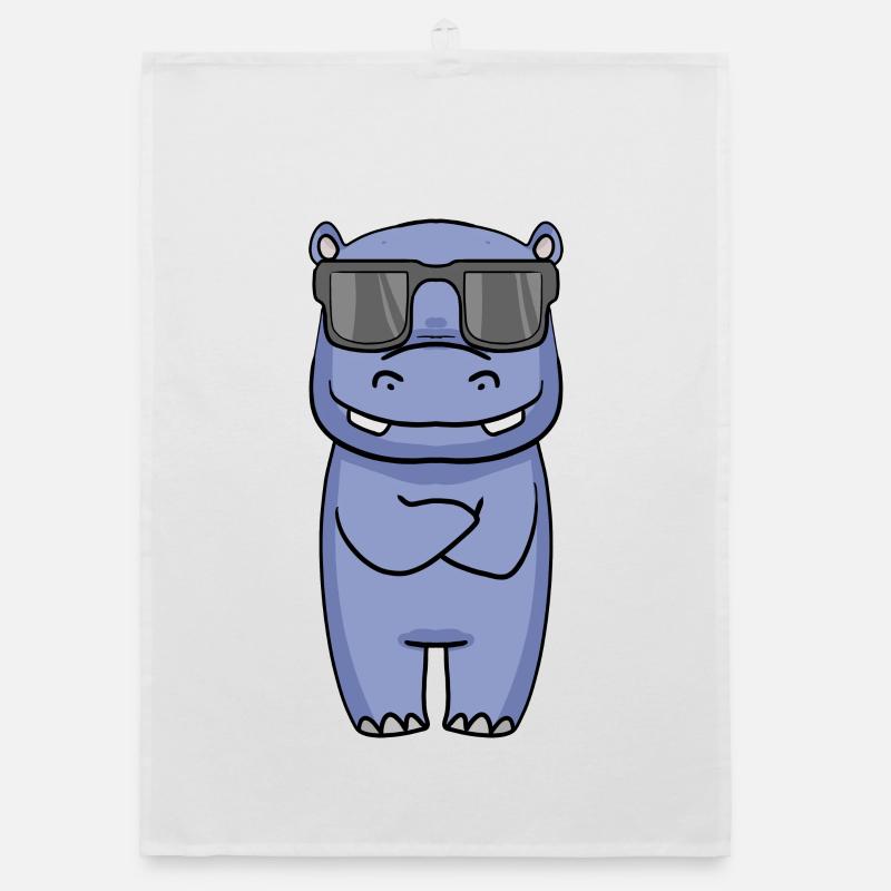 cooles Nilpferd mit Sonnenbrille Organic Geschirrtuch