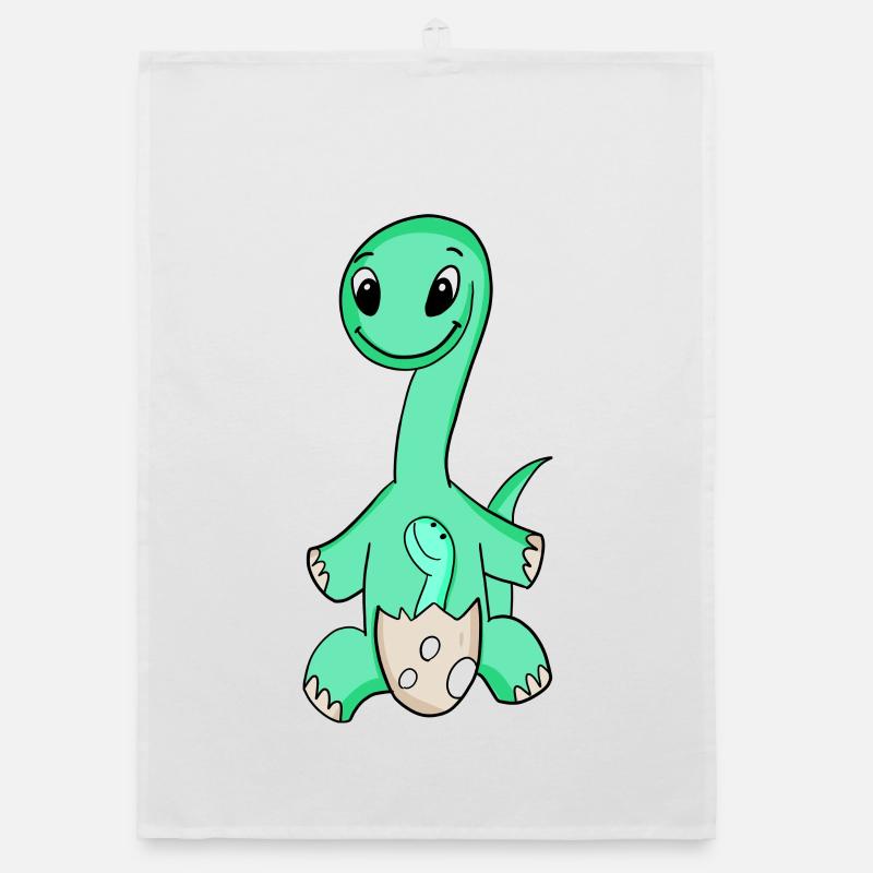 Dinosaure avec bébé dinosaure - Dino Torchon bio