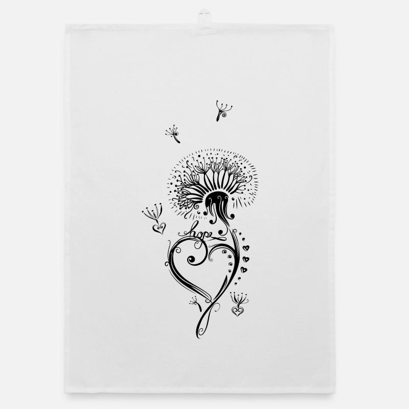 Löwenzahn Pusteblume mit Herz Organic Geschirrtuch