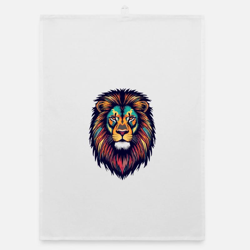 Glowing lion color explosion Organic dish towel