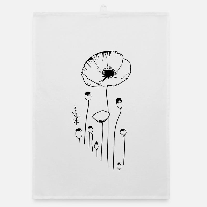 Mohn - Blumen und Kapseln von Schlafmohn Organic Geschirrtuch