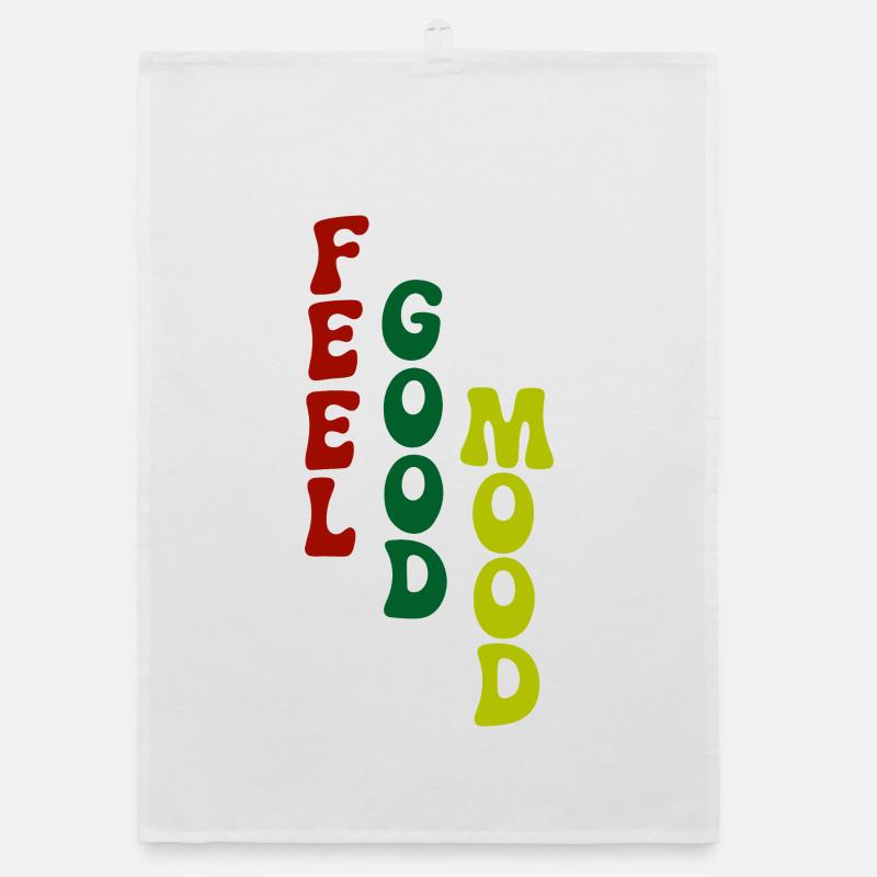 Feel Good Mood Vertikale Typografie Organic Geschirrtuch