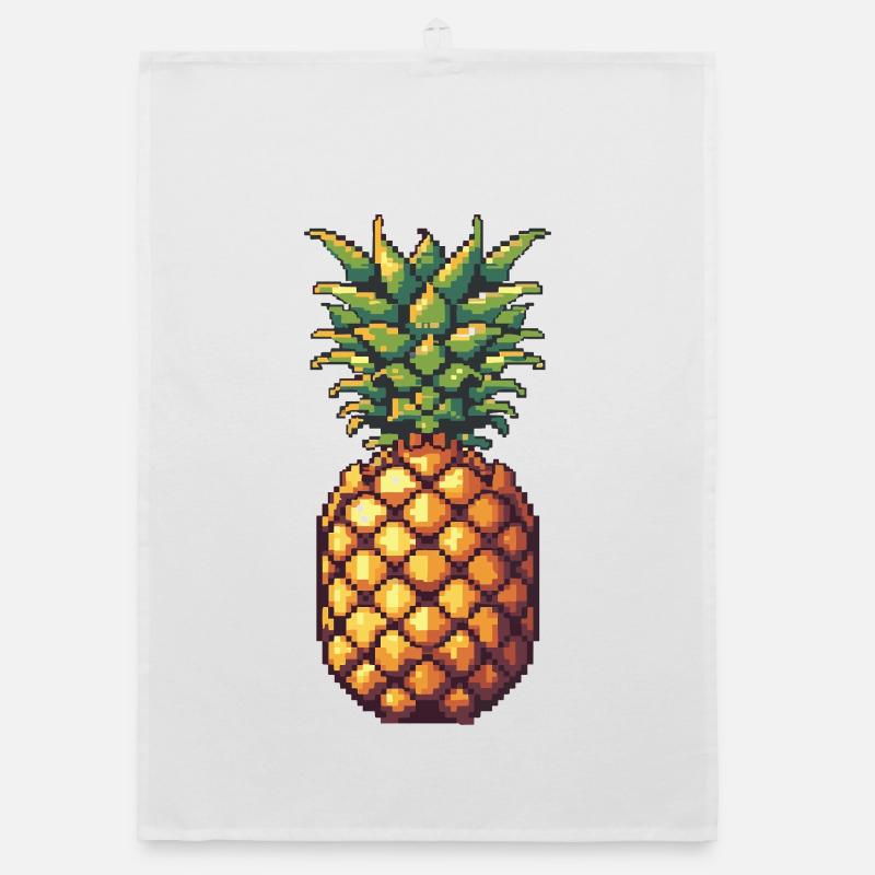 Pixel Ananas Rétro Pixel Art Torchon bio