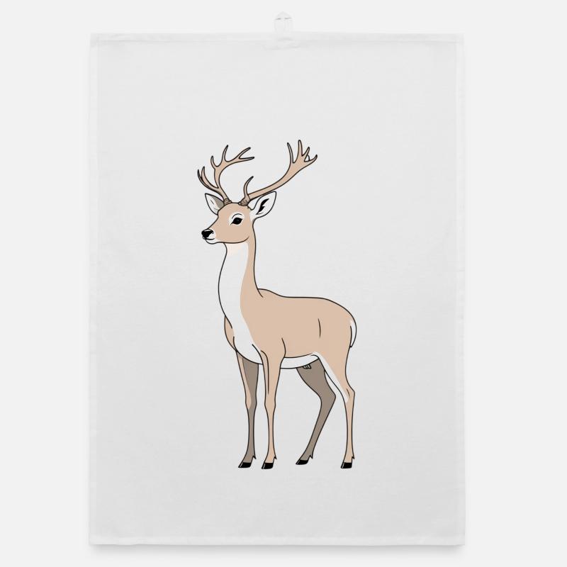 Stag with elegant antlers Organic dish towel