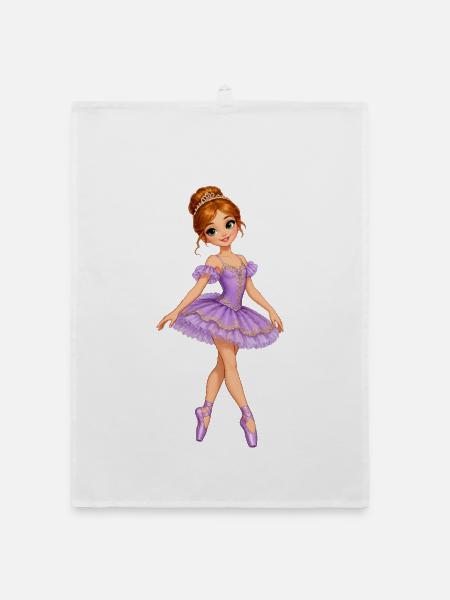 Lavendel Prinzessin Ballett Design - Organic Geschirrtuch - Weiß - Vorne