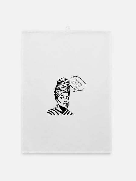 Awareness and Gratitude in Silhouette - Organic dish towel - white - Front
