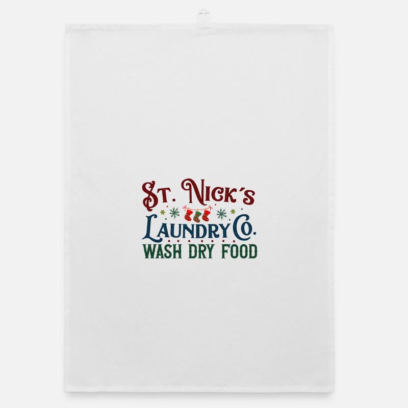 Logo festif de St Nick’s Laundry Co. Torchon bio