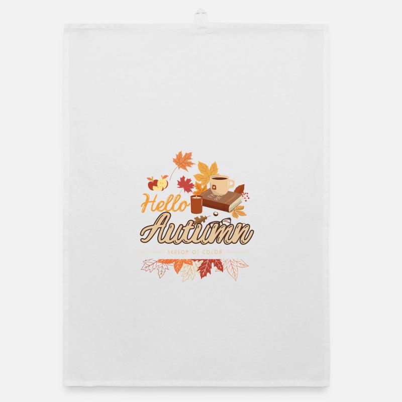 Confort automnal avec le café - Torchon bio - blanc