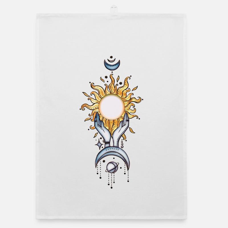 Le Soleil et la Lune - Torchon bio - blanc