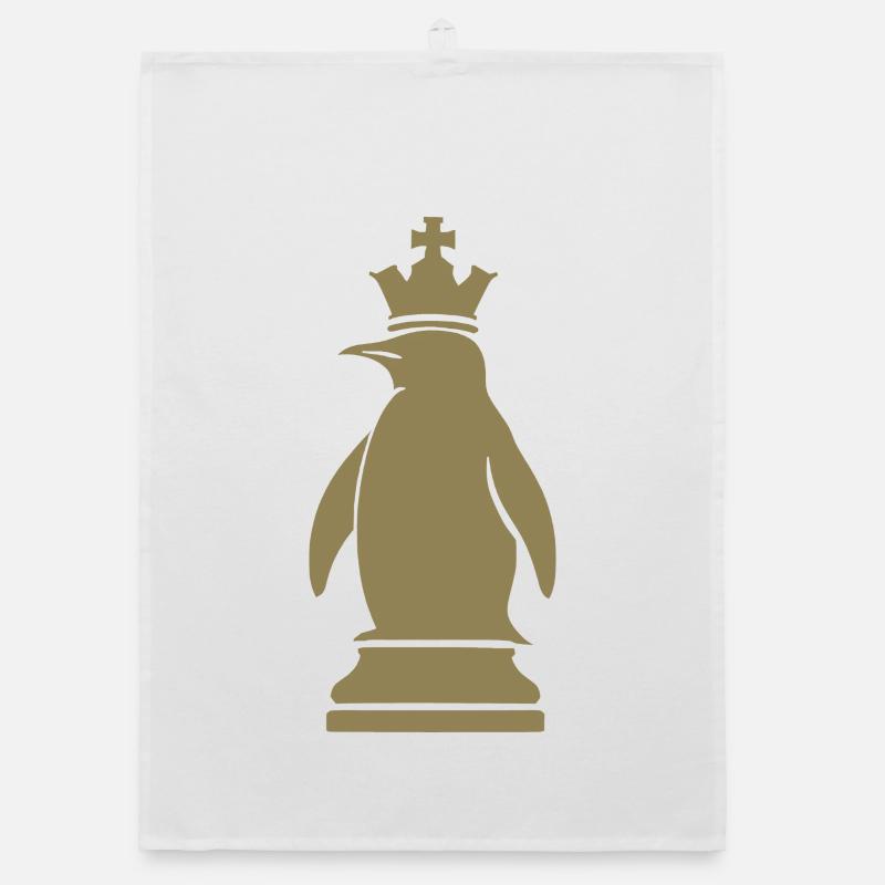 Whimsical Penguin Chess Player Minimalist Organic dish towel