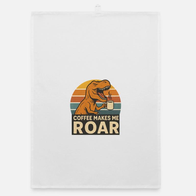 Dinosaure Café Roar Fun Design - Torchon bio - blanc