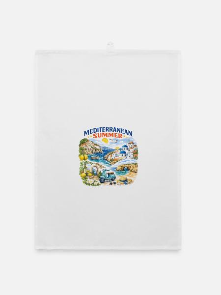 Mittelmeer-Sommerroller Côte Bleue - Organic Geschirrtuch - Weiß - Vorne