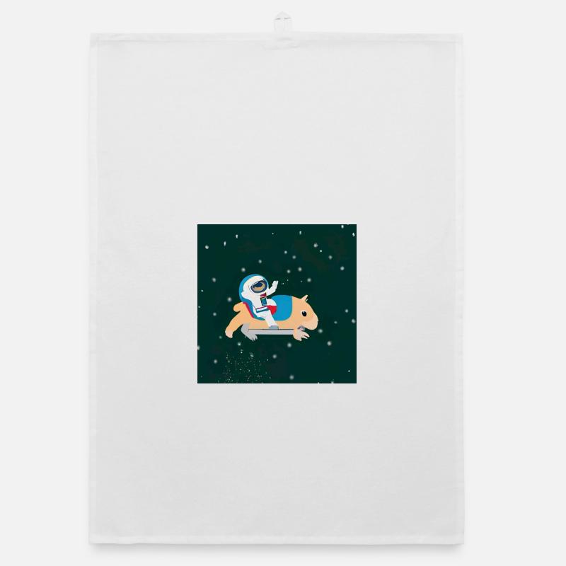 Astronaut on a space capybara - Organic dish towel - white