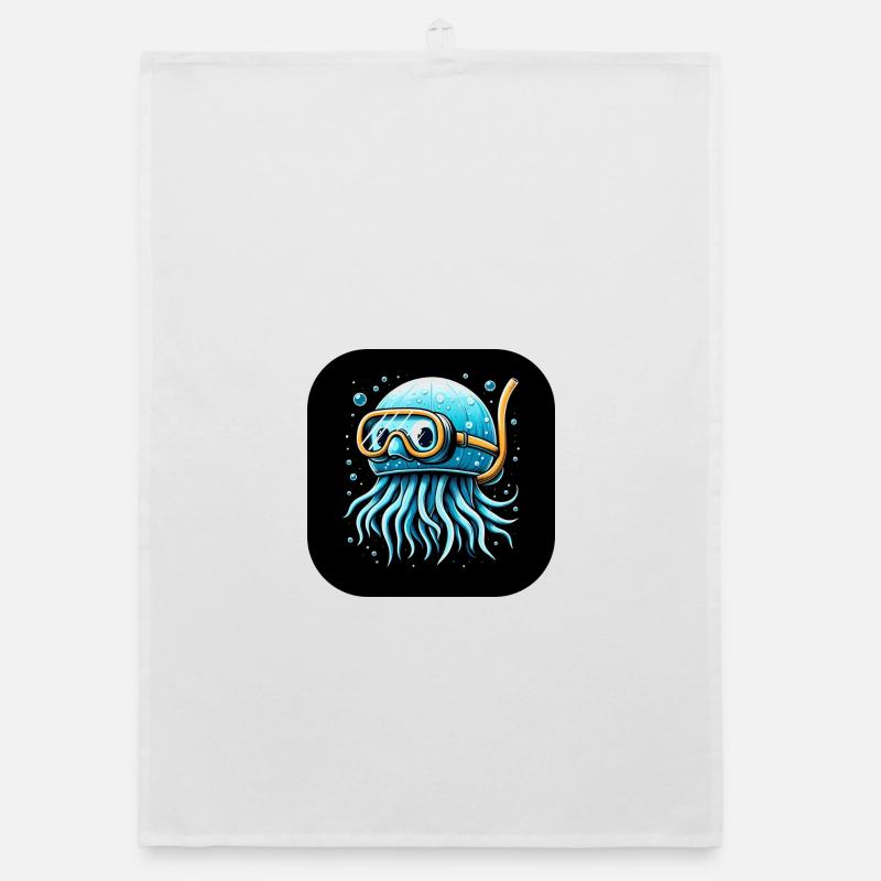 Octopus with Diving Goggles Comic Organic dish towel