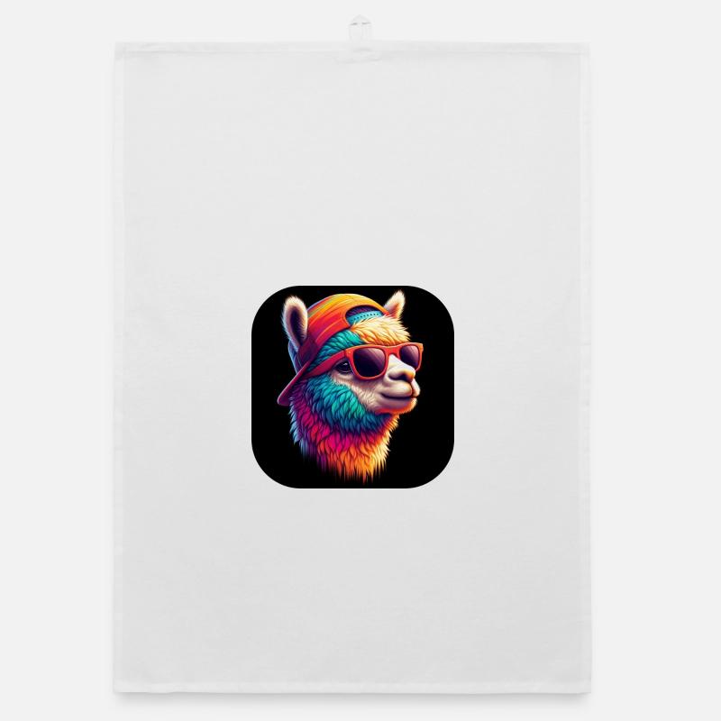 Llama Alpaca Multicolored Glasses Cap Organic dish towel