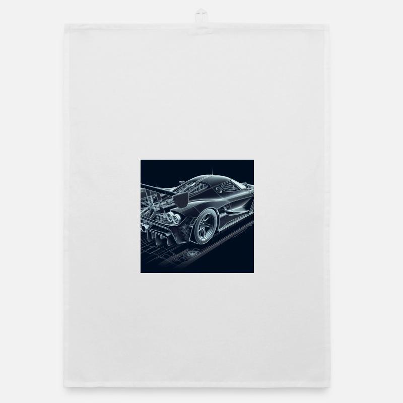 Vision de la voiture de course Blueprint - Torchon bio - blanc