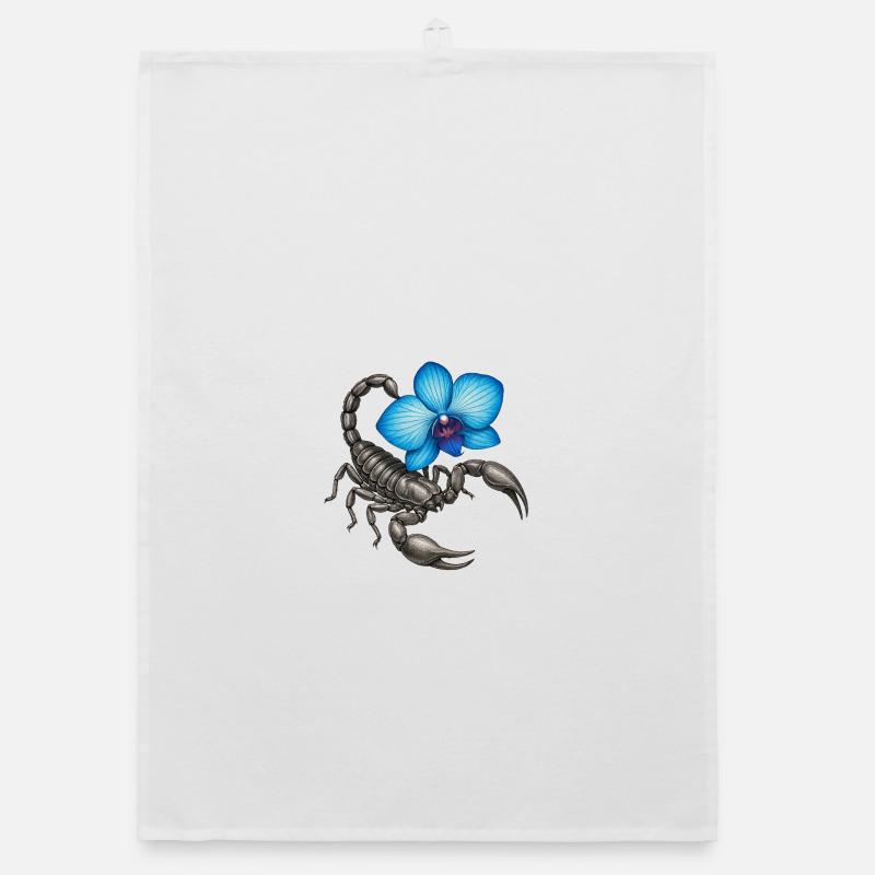 Skorpion mit blauer Orchidee Organic Geschirrtuch