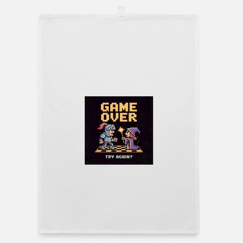 Game Over Pixel Duel Design - Torchon bio - blanc