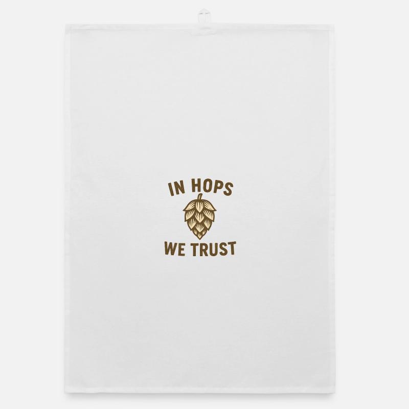 In Hops We Trust Text with Hops Aromatics Organic dish towel