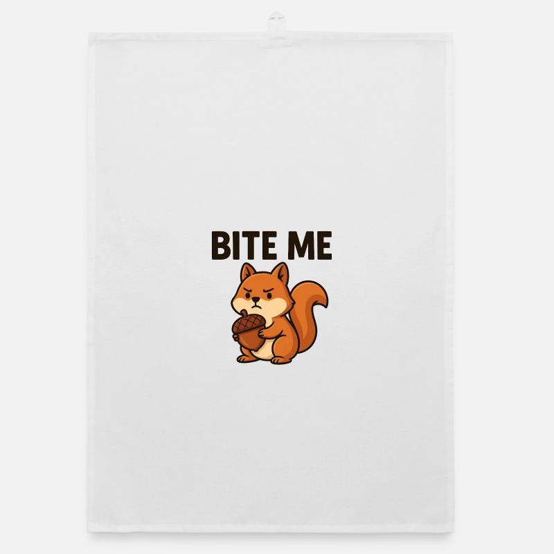 Artsy Squirrel with Bold Message - Organic Geschirrtuch - Weiß