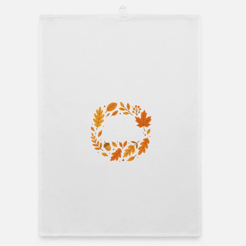 Conception de couronne de feuillage d’automne - Torchon bio - blanc