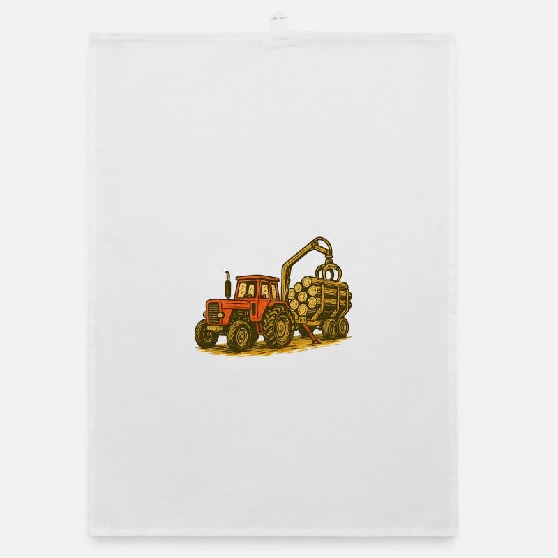 Forest Tractor with Timber Load Organic dish towel