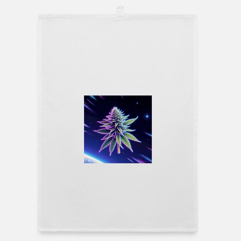 Feuille de cannabis néon spatiale Torchon bio