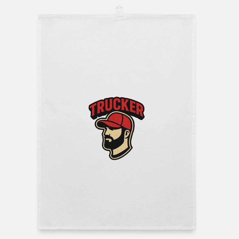 Trucker head with red cap Organic dish towel