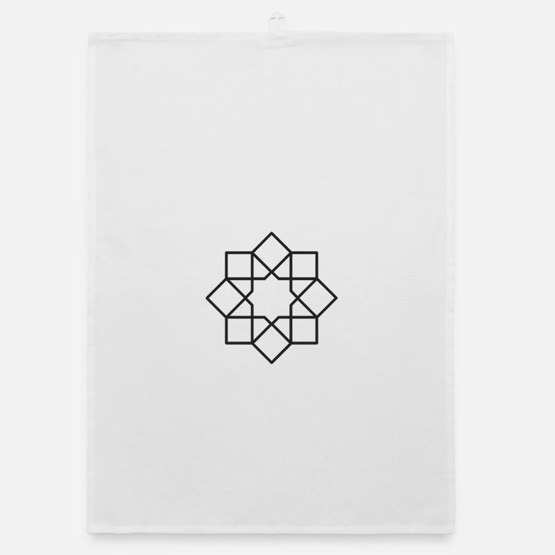 Geometric Square Star Circle Pattern Organic dish towel