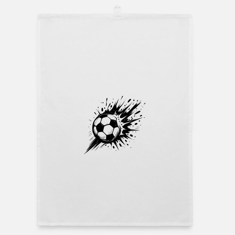 Exploding football in black and white Organic dish towel