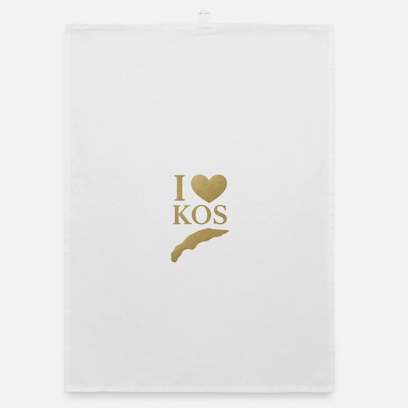 I Love KOS Insel - Organic Geschirrtuch - Weiß