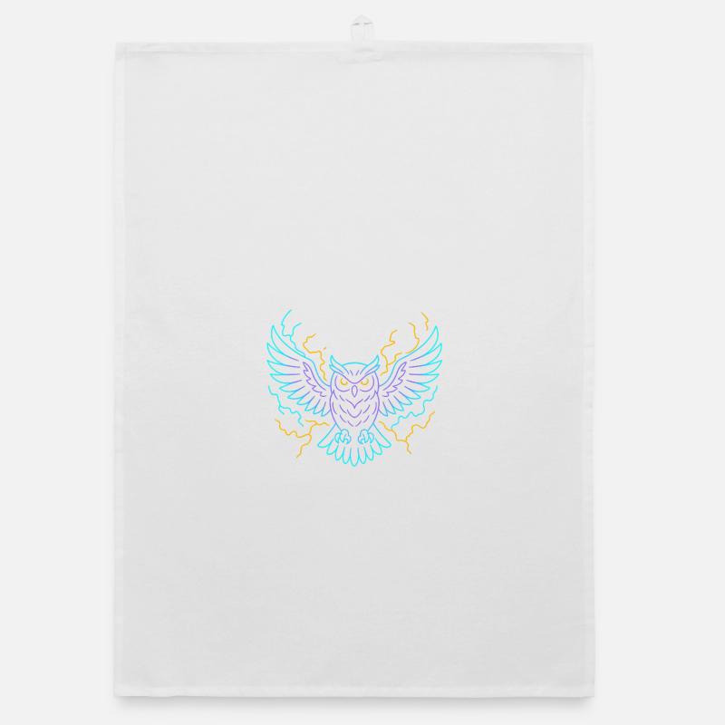 Neon-Eule mit Blitzen Organic Geschirrtuch