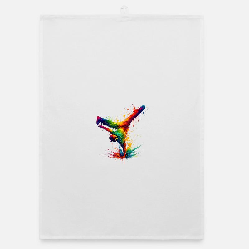 Hand Splashed Rainbow Dance Organic dish towel